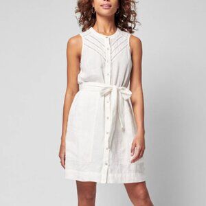 Faherty Bria Linen Dress | Oyster White | Lg